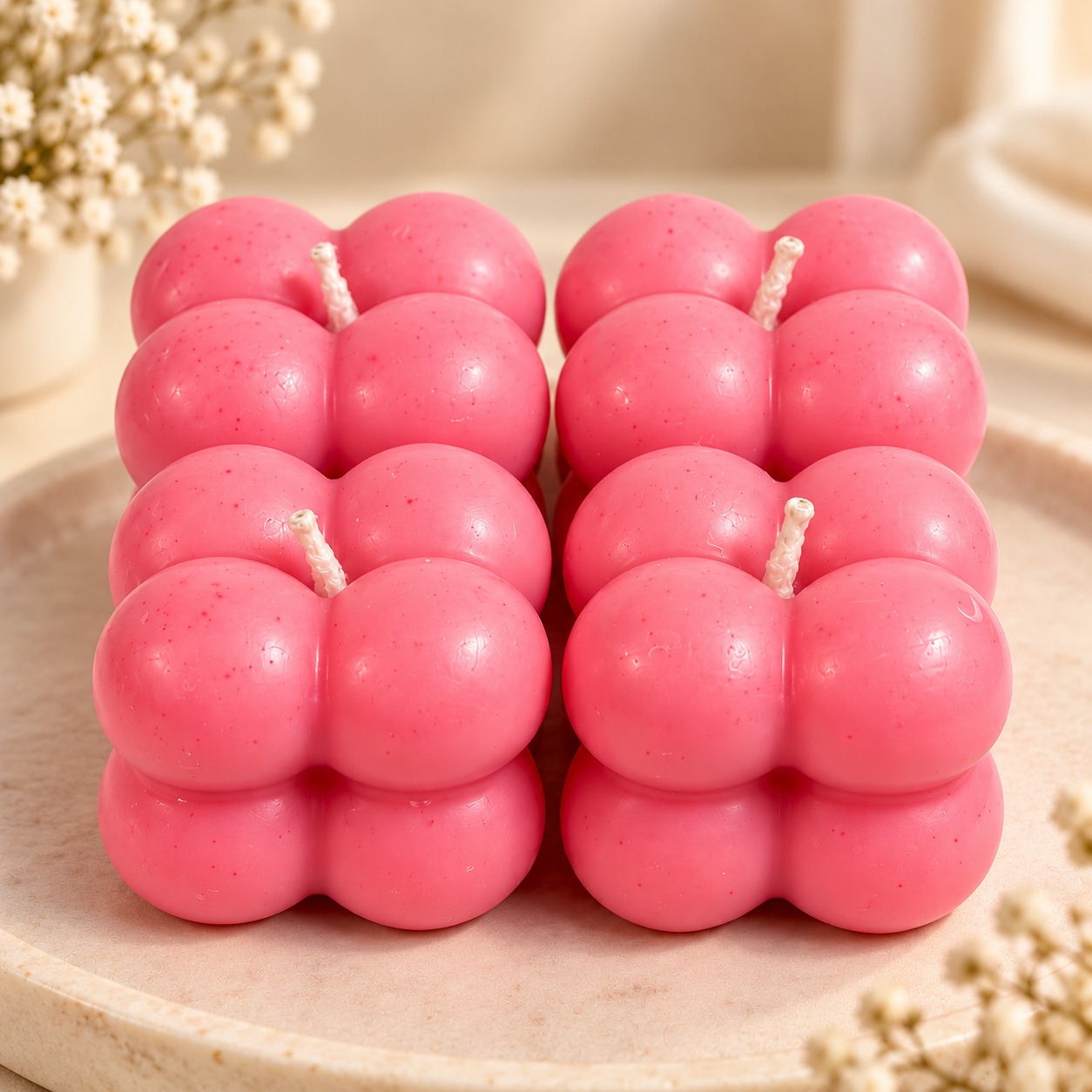 Pink Bubble Cube Candle